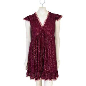 Elegant Burgundy Sequin Mini Dress